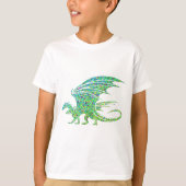 Amazing Green Mosaic Dragon T-shirt (Voorkant)