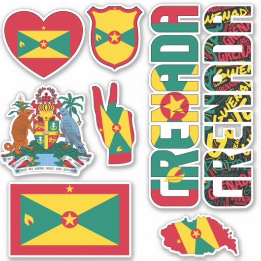 Amazing Grenada Shapes National Symbols Sticker (Voorkant)