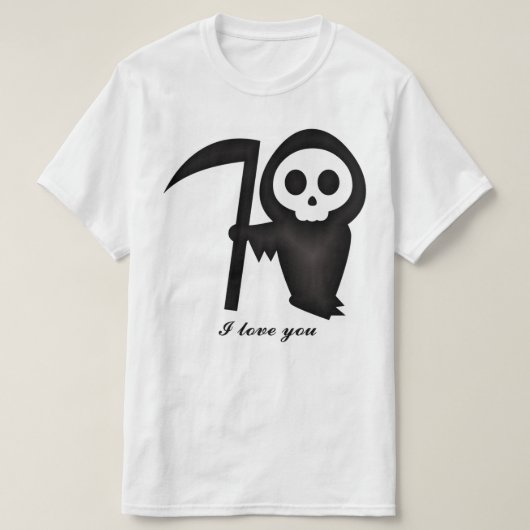 Amazing Grim Reaper Ik hou van je Death Skeleton T-shirt (Design voorkant)