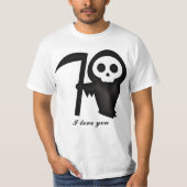 Amazing Grim Reaper Ik hou van je Death Skeleton T-shirt (Voorkant)