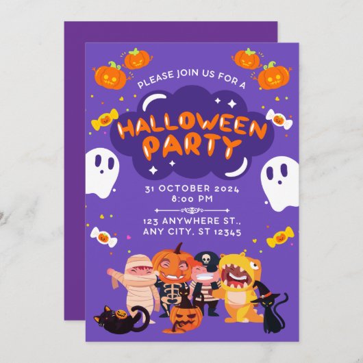 Amazing Halloween Party Inivitation Kaart (Voorkant / Achterkant)