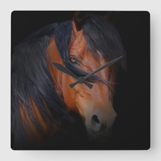 Amazing Horse Clock Vierkante Klok (Voorkant)