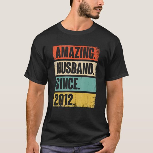 Amazing Husband Since 2012 10 Wedding Anniversary T-shirt (Voorkant)