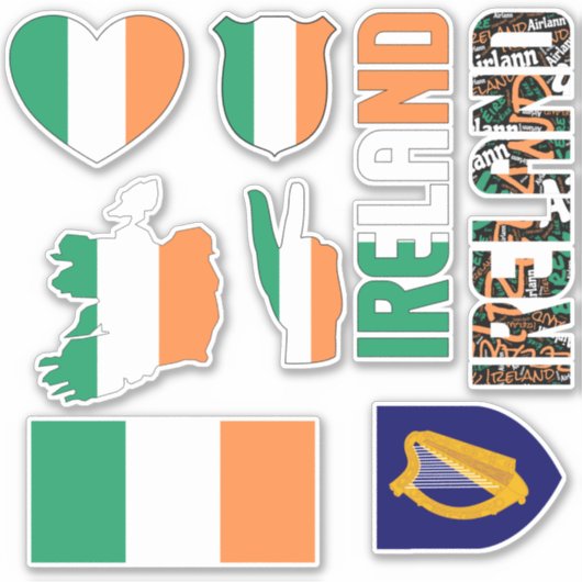 Amazing Ireland Shapes National Symbols Sticker (Voorkant)