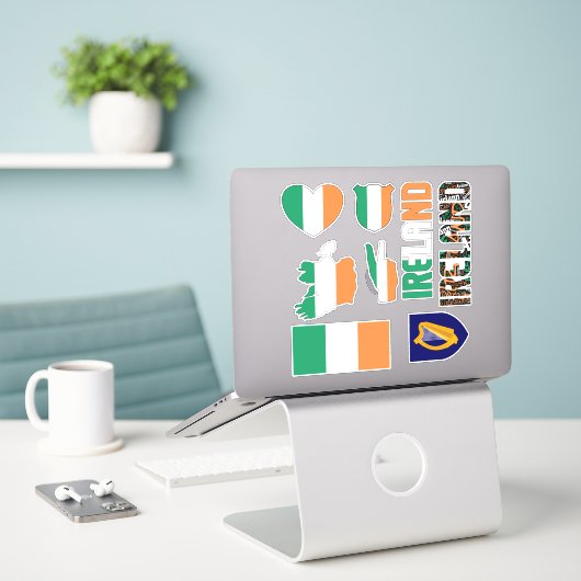 Amazing Ireland Shapes National Symbols Sticker (Laptop op bureau)