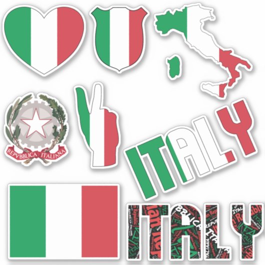 Amazing Italy Shapes National Symbols Sticker (Voorkant)