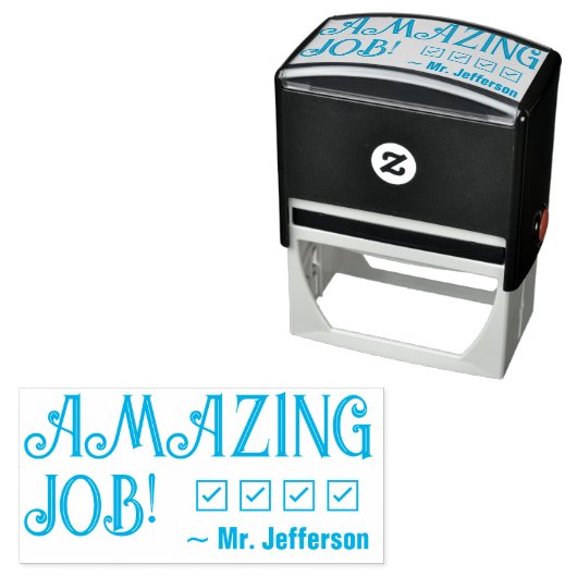 "AMAZING JOB!" + Tutor Name Rubber Stamp Zelfinktende Stempel (In situ)