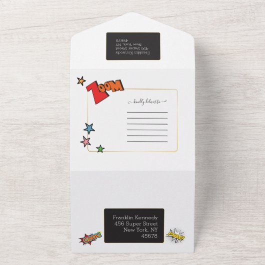 Amazing Kind superheld All In One Uitnodiging (Buitenkant)