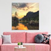 amazing lake in the mountains while afterglow canvas afdruk (Insitu (Woonkamer))