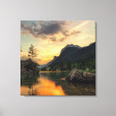 amazing lake in the mountains while afterglow canvas afdruk (Voorkant)