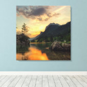 amazing lake in the mountains while afterglow canvas afdruk (Insitu (Houten vloer))