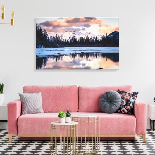 Amazing Lake op het Sunset Canvas (Insitu (Woonkamer))