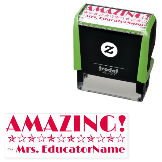 "AMAZING!" + Leerassistent Naam Rubber Stempel (In situ)