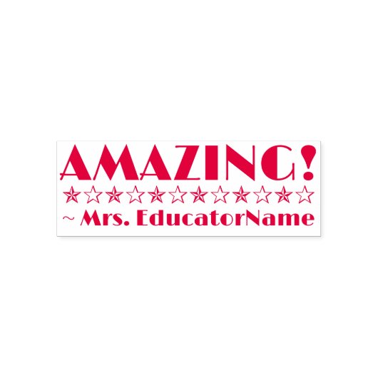 "AMAZING!" + Leerassistent Naam Rubber Stempel (Design)