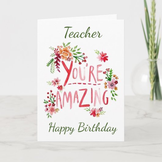 AMAZING **LERER** OP UW BIEDDAAGKAART KAART (Voorkant)