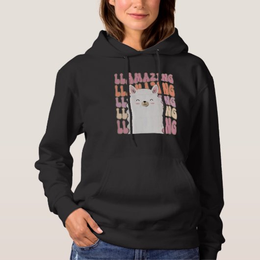 Amazing Llama Llamazing  Retro Llama Hoodie (Voorkant)