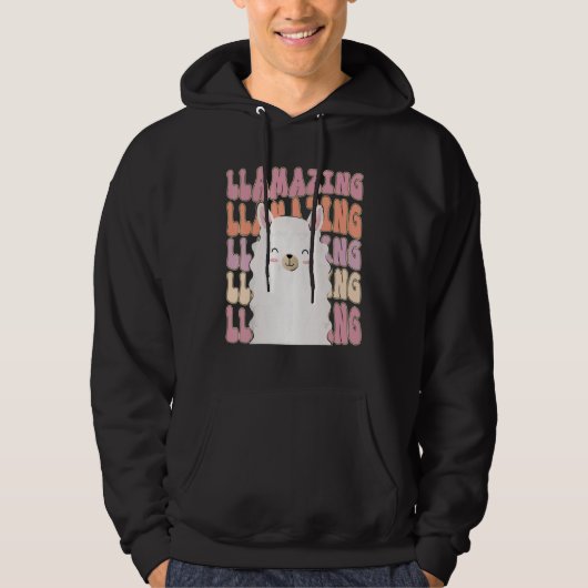 Amazing Llama Llamazing  Retro Llama Hoodie (Voorkant)