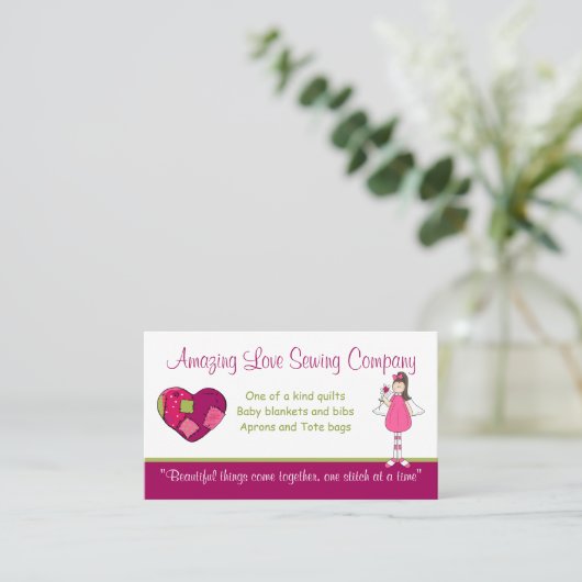 Amazing Love Sewing Company b Custom Visitekaartje (Staand voorkant)