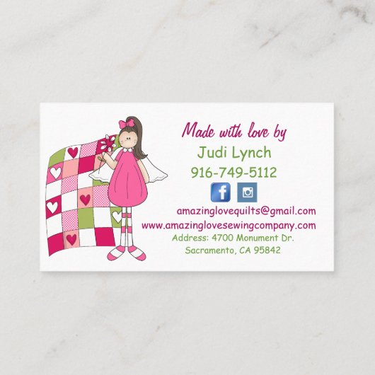 Amazing Love Sewing Company b Custom Visitekaartje (Achterkant)