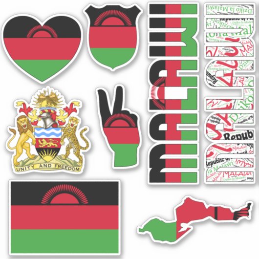 Amazing Malawi Shapes National Symbols Sticker (Voorkant)