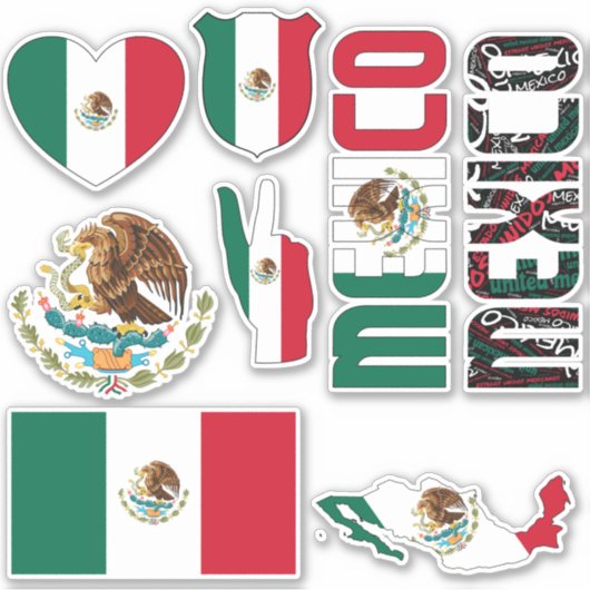 Amazing Mexico Shapes National Symbols Sticker (Voorkant)