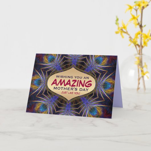 Amazing Moederdag Feathers Art Kaart (Gele Bloem)