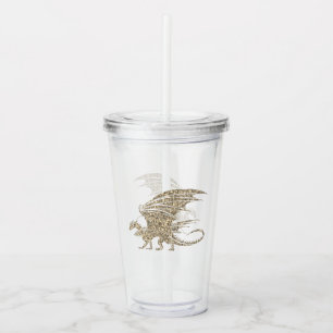 Amazing Mosaic Dragon Golden Acryl Drinkbeker