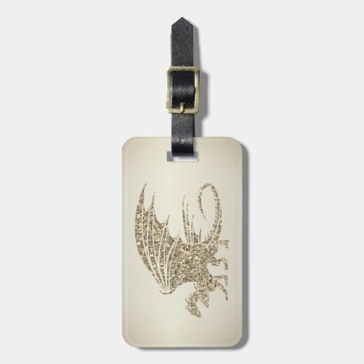 Amazing Mosaic Dragon Golden Bagagelabel (Voorkant verticaal)