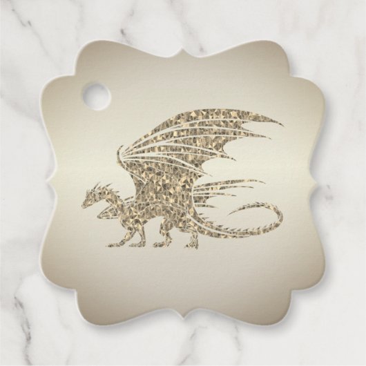 Amazing Mosaic Dragon Golden Bedankjes Labels (Voorkant)