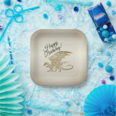 Amazing Mosaic Dragon Golden Birthday Papieren Bordje (Feest)