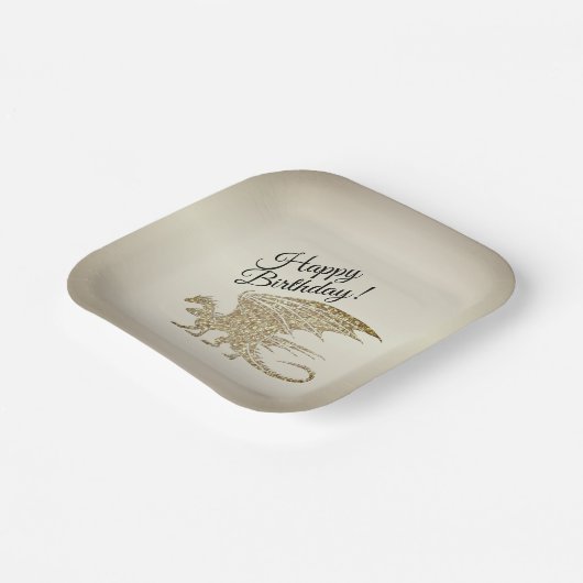 Amazing Mosaic Dragon Golden Birthday Papieren Bordje (Gebogen)