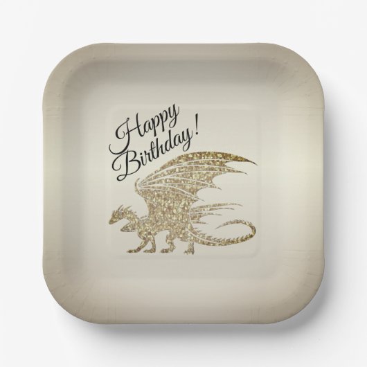 Amazing Mosaic Dragon Golden Birthday Papieren Bordje (Voorkant)