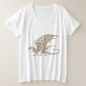Amazing Mosaic Dragon Golden Canvas tas Grote Maat T-shirt (Design voorkant)