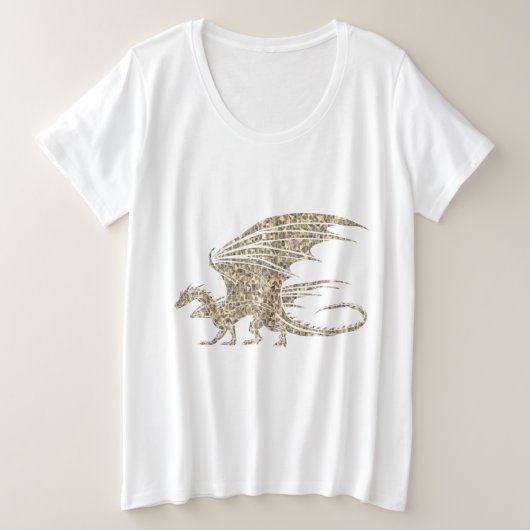Amazing Mosaic Dragon Golden Canvas tas Grote Maat T-shirt (Design voorkant)