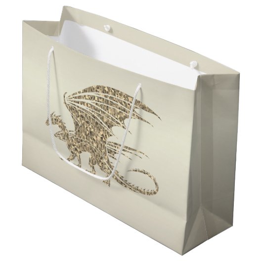 Amazing Mosaic Dragon Golden Groot Cadeauzakje (Voorkant Gekanteld)