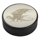 Amazing Mosaic Dragon Golden Hockey Puck (3/4)