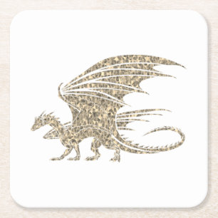 Amazing Mosaic Dragon Golden Kartonnen Onderzetters