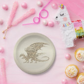 Amazing Mosaic Dragon Golden Papieren Bordje (Feest)