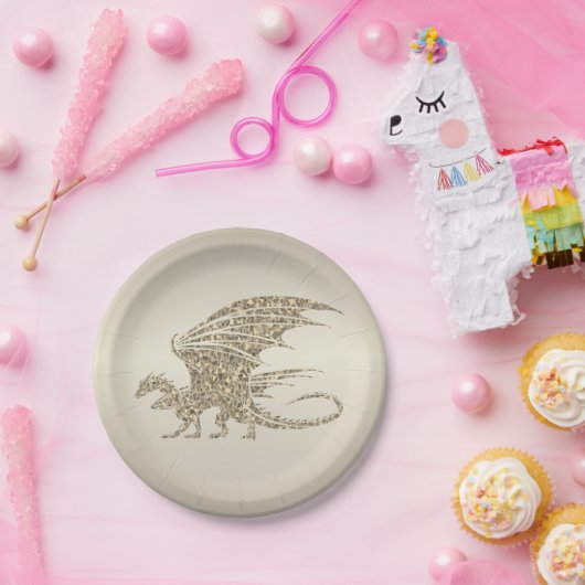 Amazing Mosaic Dragon Golden Papieren Bordje (Feest)