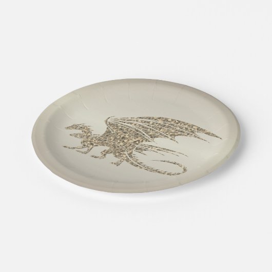 Amazing Mosaic Dragon Golden Papieren Bordje (Gekanteld)