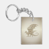 Amazing Mosaic Dragon Golden Sleutelhanger (Voorkant Links)
