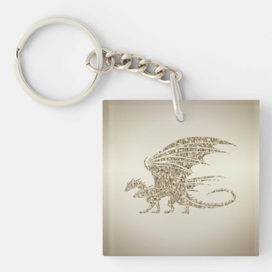 Amazing Mosaic Dragon Golden Sleutelhanger (Voorkant)