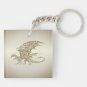 Amazing Mosaic Dragon Golden Sleutelhanger (Achterkant)