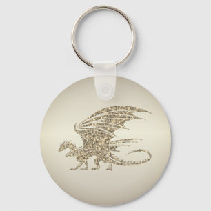 Amazing Mosaic Dragon Golden Sleutelhanger