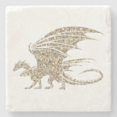 Amazing Mosaic Dragon Golden Stenen Onderzetter (Voorkant)