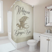 Amazing Mosaic Dragon Golden Welcome Douchegordijn (In situ)