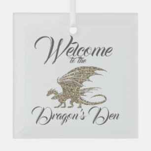 Amazing Mosaic Dragon Golden Welcome Glas Ornament