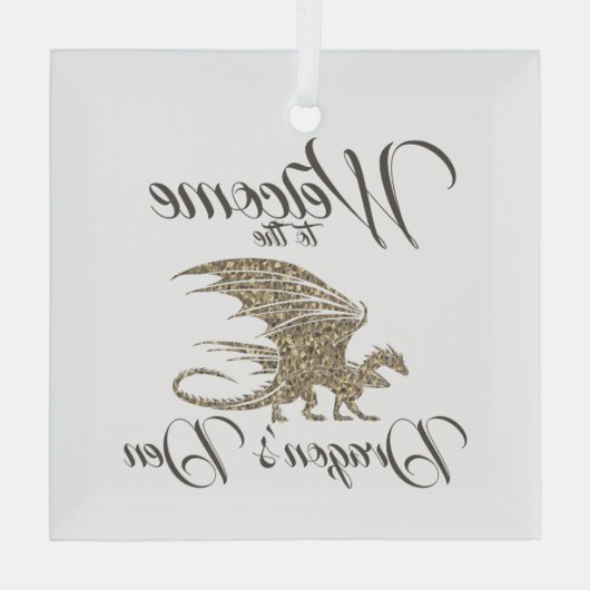 Amazing Mosaic Dragon Golden Welcome Glas Ornament (Achterkant)