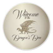 Amazing Mosaic Dragon Golden Welcome Keramische Knop (Voorkant)