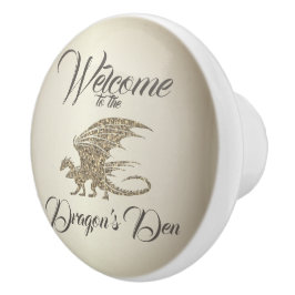 Amazing Mosaic Dragon Golden Welcome Keramische Knop